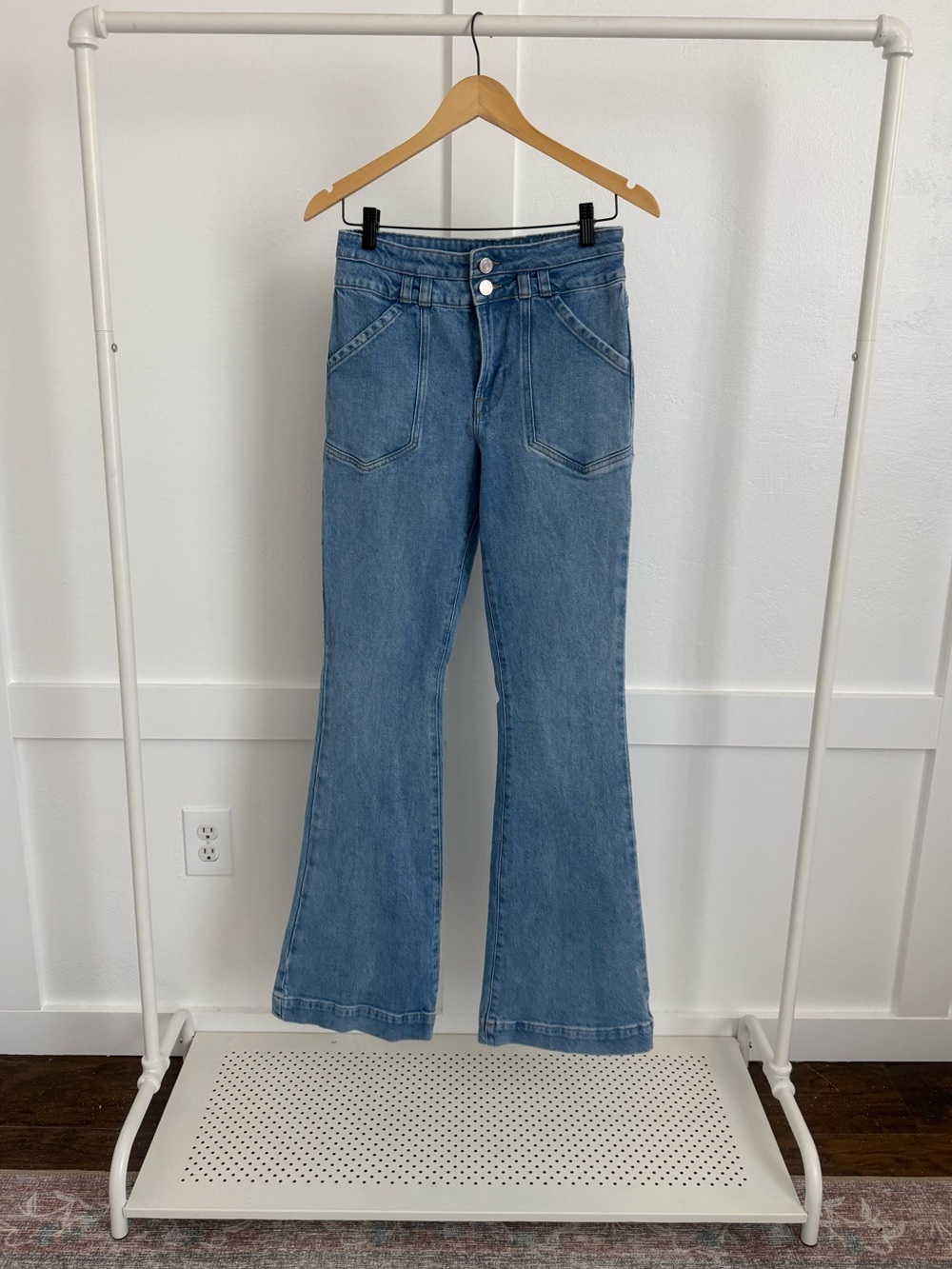 Frame Denim Double Button Flare Jeans Caye
